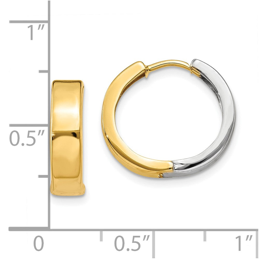 10k Two-tone 4 mm Hinged Hoop Earrings (1.56 grams)