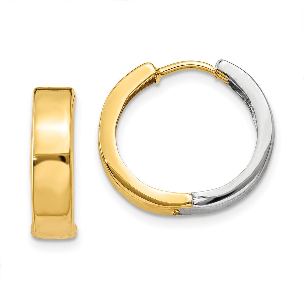 10k Two-tone 4 mm Hinged Hoop Earrings (1.56 grams)