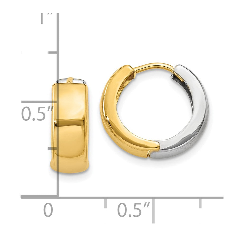 10k Two-tone 5 mm Hinged Hoop Earrings (1.78 grams)