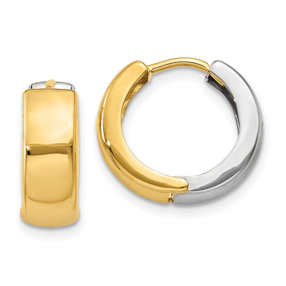 10k Two-tone 5 mm Hinged Hoop Earrings (1.78 grams)