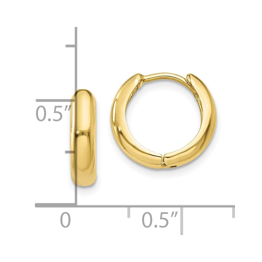 10k Yellow Gold 12 mm Polished Hinged Hoop Earrings (1.16 grams)