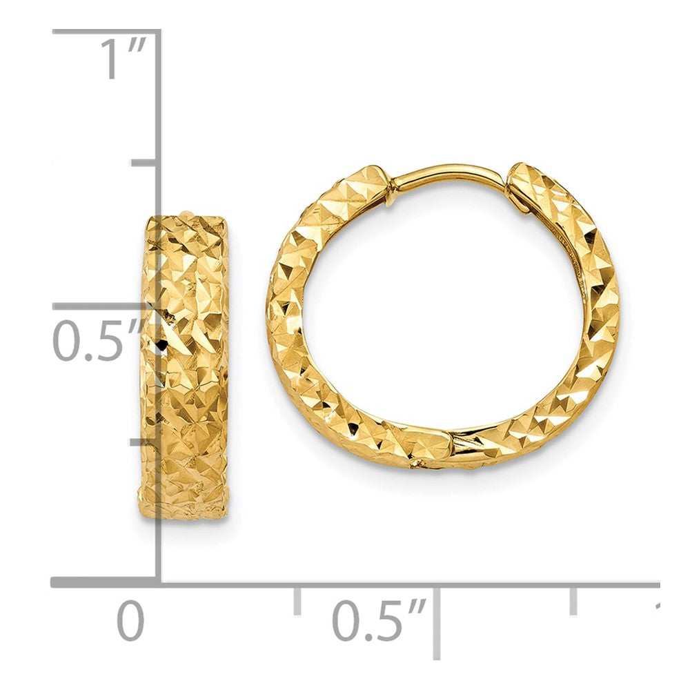 10k Yellow Gold 15.7 mm Diamond-cut Hinged Hoop Earrings (1.3 grams)