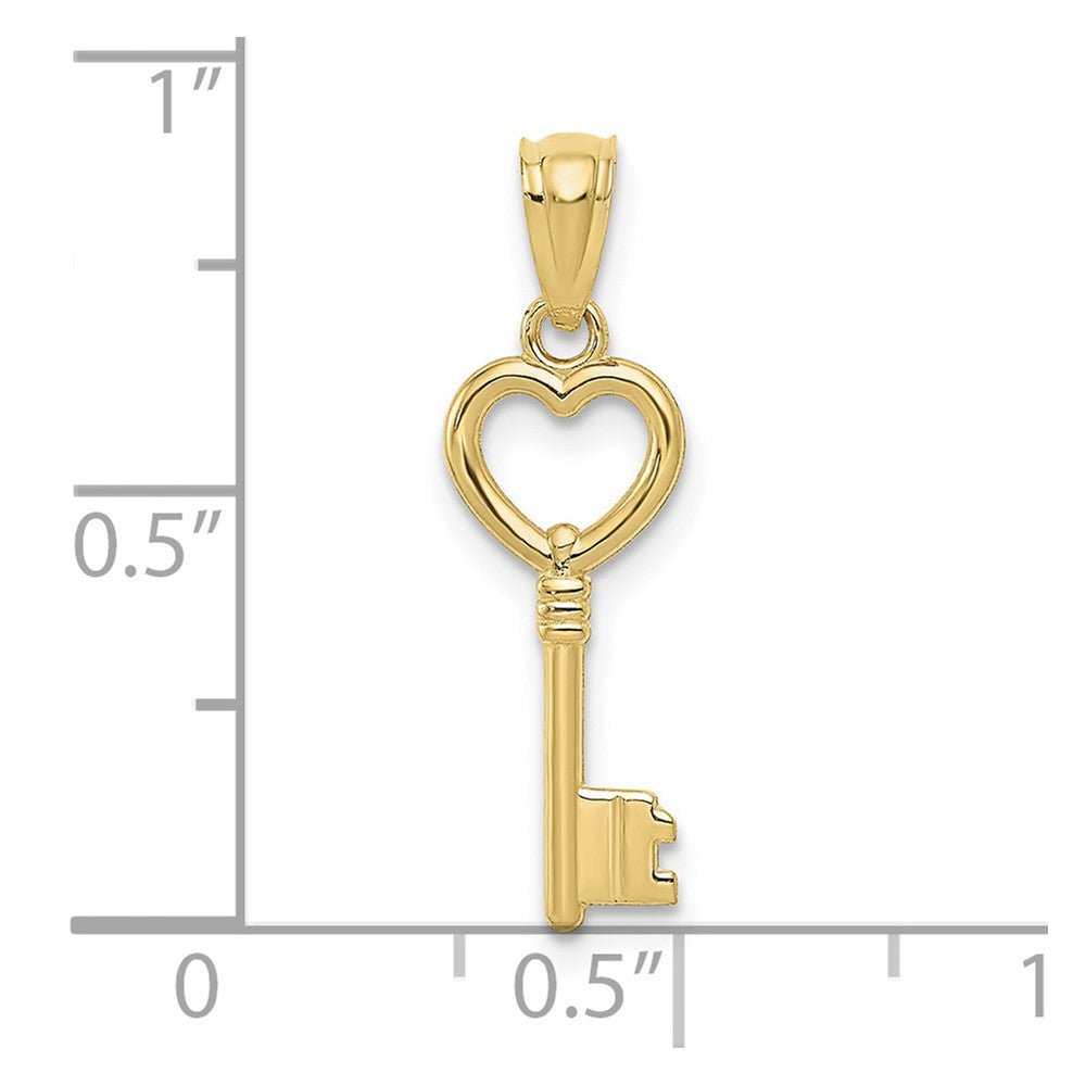 10k Yellow Gold 7 mm Polished Heart Key Charm (0.46 grams)