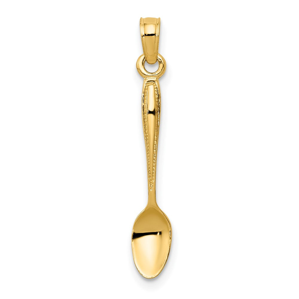 10k Yellow Gold 4 mm 3-D Table Spoon Pendant (0.55 grams)