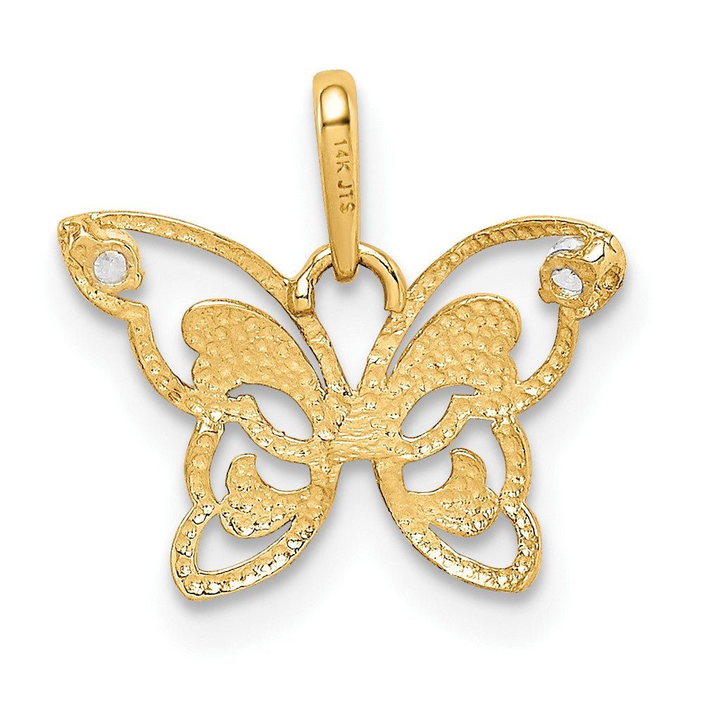 10k Yellow Gold 25.7 mm Polished CZ Cubic Zirconia Butterfly Pendant