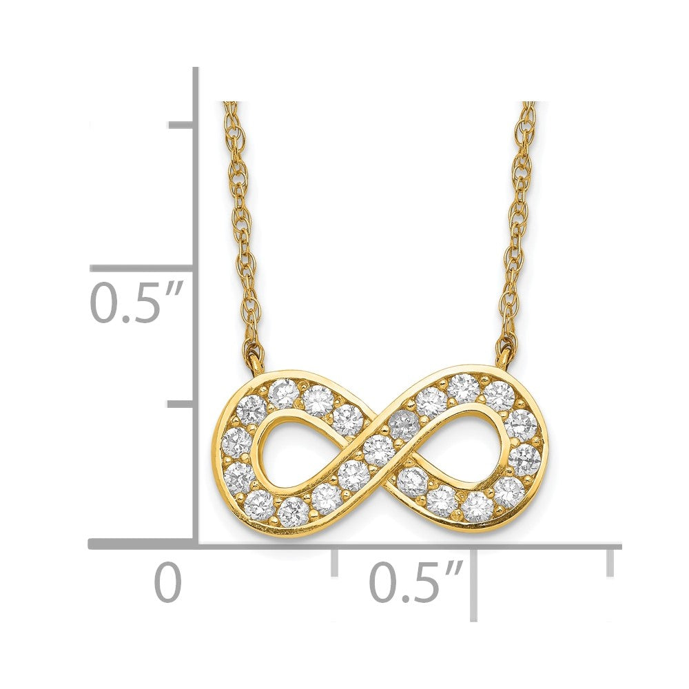 10k Yellow Gold 2 mm inch Polished CZ Cubic Zirconia Infinity Necklace (1.37 grams)