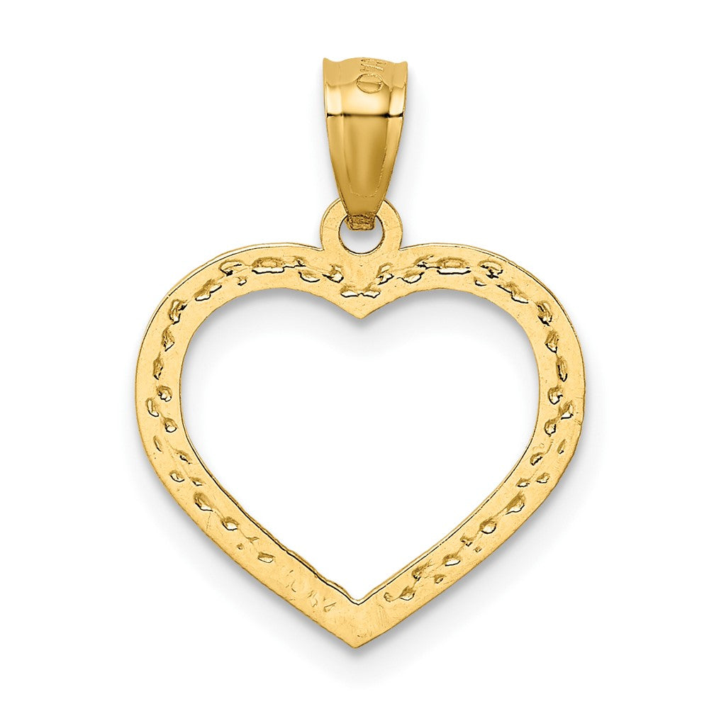 10k Yellow Gold 15 mm Polished & Textured Cut-out Heart Pendant (0.4 grams)