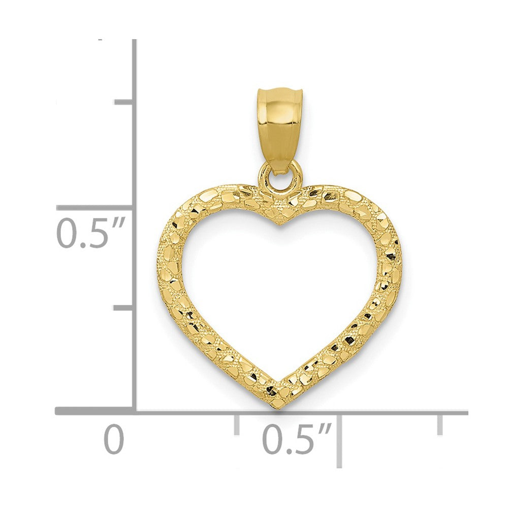 10k Yellow Gold 15 mm Polished & Textured Cut-out Heart Pendant (0.4 grams)