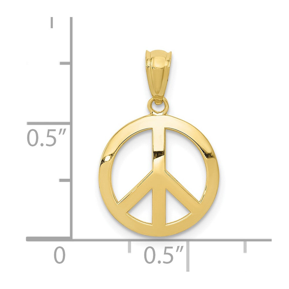 10k Yellow Gold 12 mm Polished Peace Sign Circle Pendant (0.51 grams)