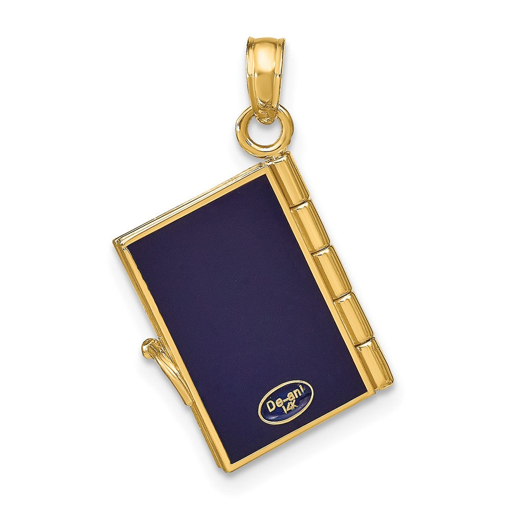 10k Yellow Gold 12 mm Enamel 3-D Passport Pendant (3.39 grams)