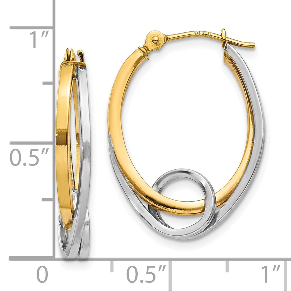 10k Two-tone 5 mm Oval Loop Hoop Earrings (1.56 grams)