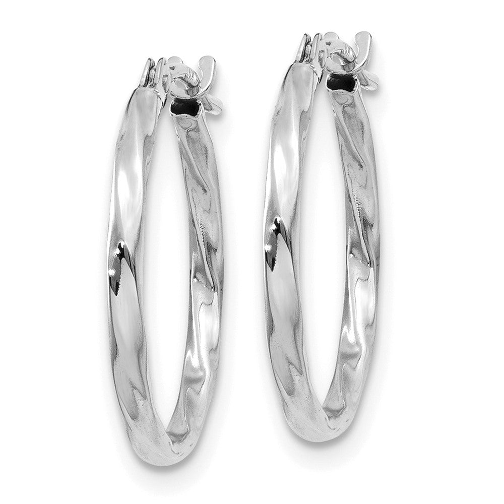 10k White Gold 15 mm Twisted Hoop Earrings (0.34 grams)