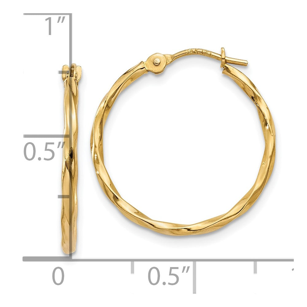 10k Yellow Gold 19.2 mm Twist Hoop Earrings (0.42 grams)