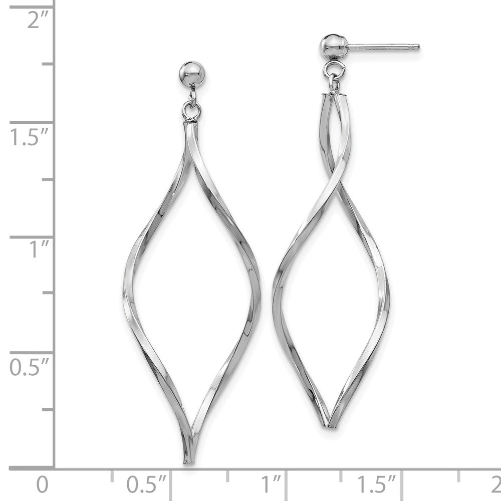 10k White Gold 13 mm Twisted Post Dangle Earrings (0.91 grams)