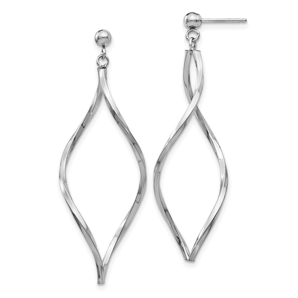 10k White Gold 13 mm Twisted Post Dangle Earrings (0.91 grams)