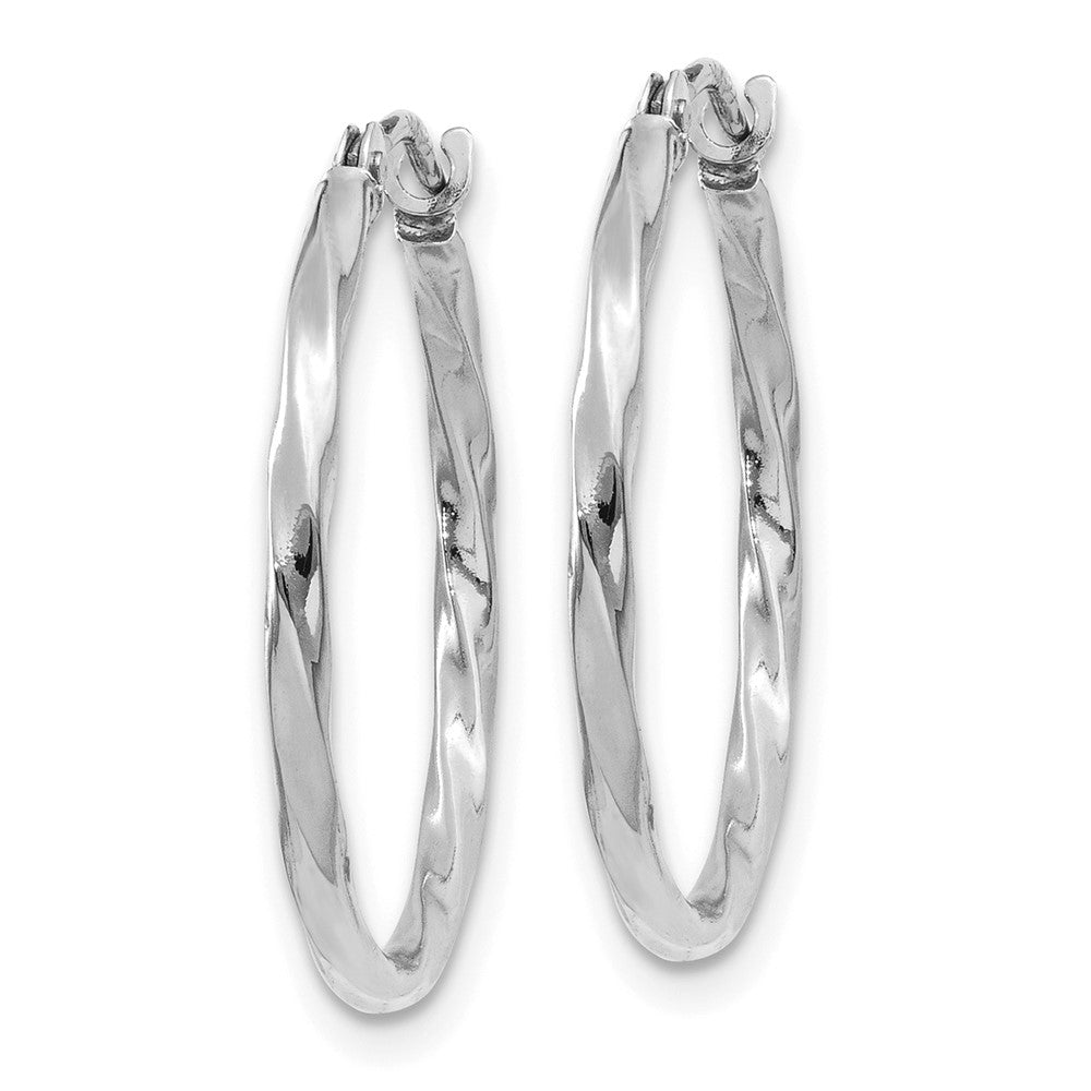 10k White Gold 19.2 mm Polished Twisted Hoops (0.44 grams)