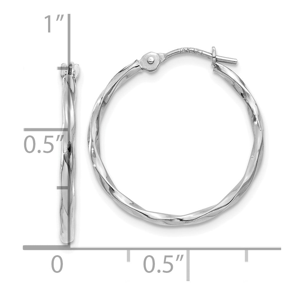 10k White Gold 19.2 mm Polished Twisted Hoops (0.44 grams)