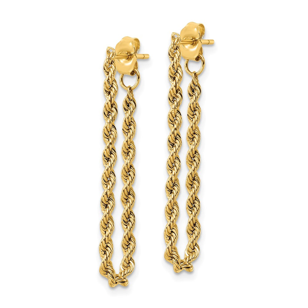 10k Yellow Gold 2.15 mm Polished Rope Dangle Earrings (0.75 grams)