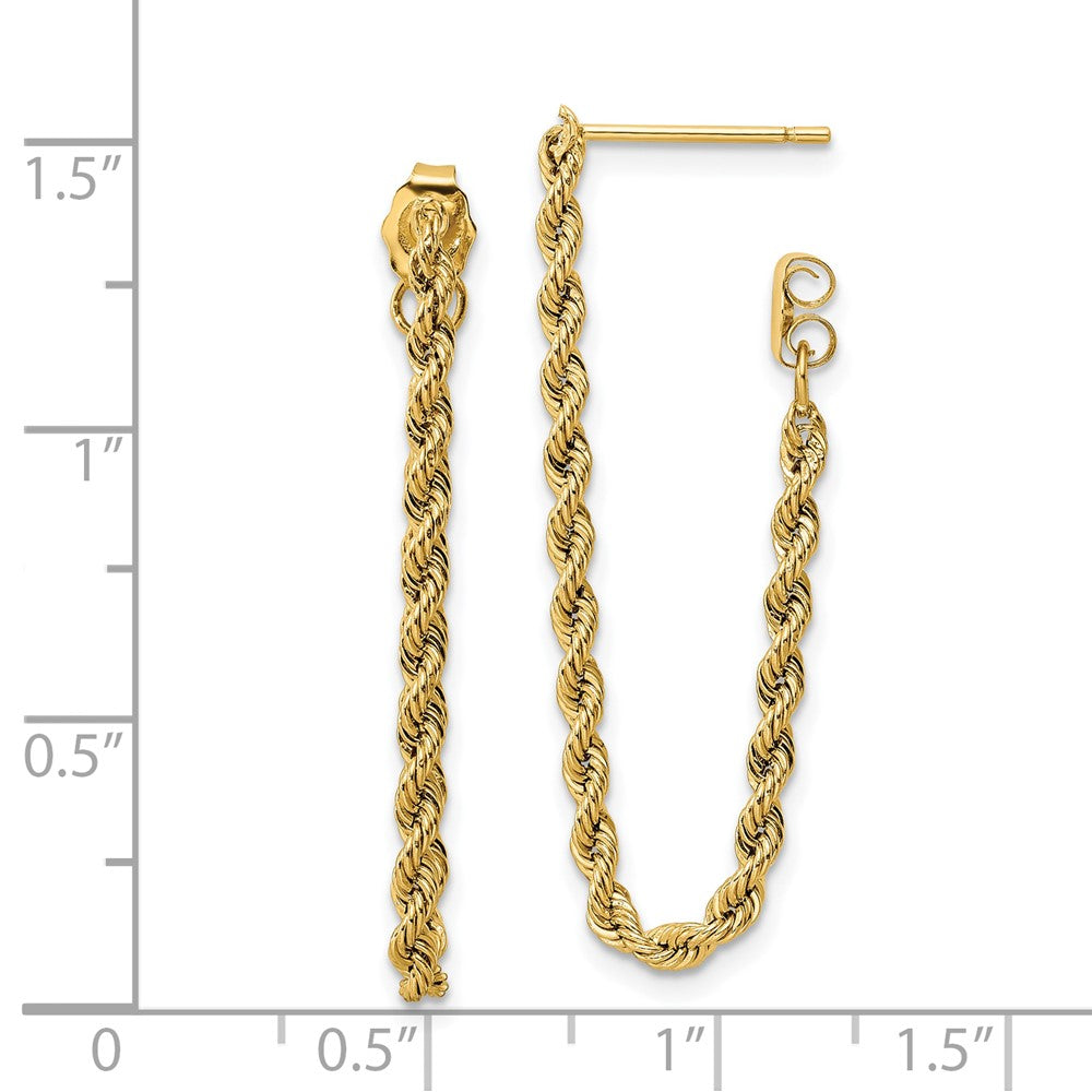 10k Yellow Gold 2.15 mm Polished Rope Dangle Earrings (0.75 grams)