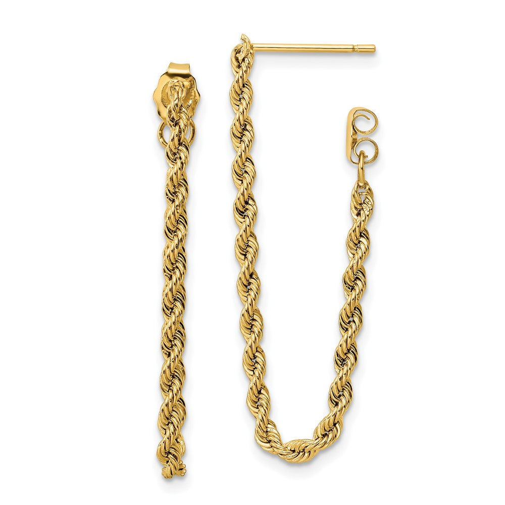 10k Yellow Gold 2.15 mm Polished Rope Dangle Earrings (0.75 grams)