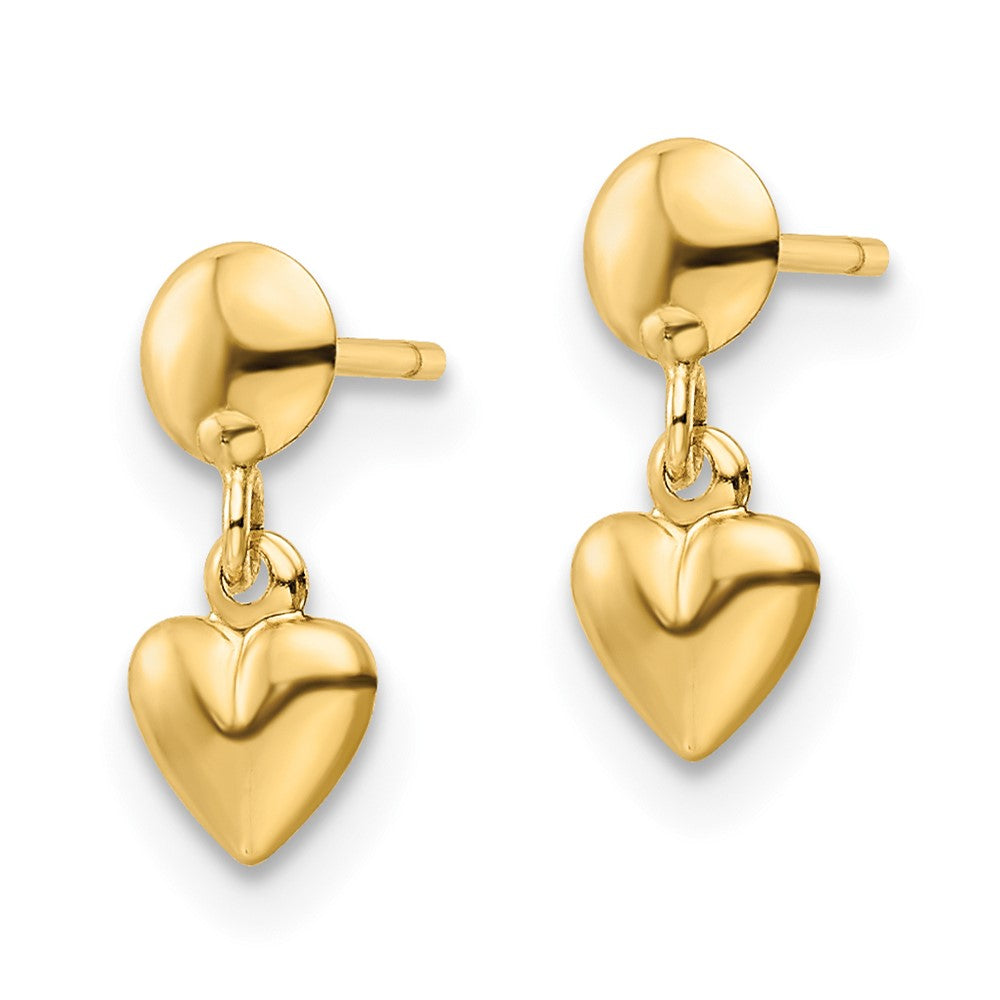 10k Yellow Gold 4.9 mm Polished Heart Post Dangle Earrings (0.2 grams)