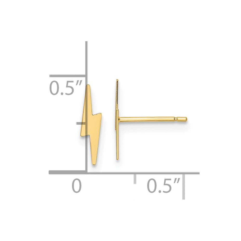 10k Yellow Gold 2.5 mm Polished Lightning Bolt Post Earrings (0.13 grams)