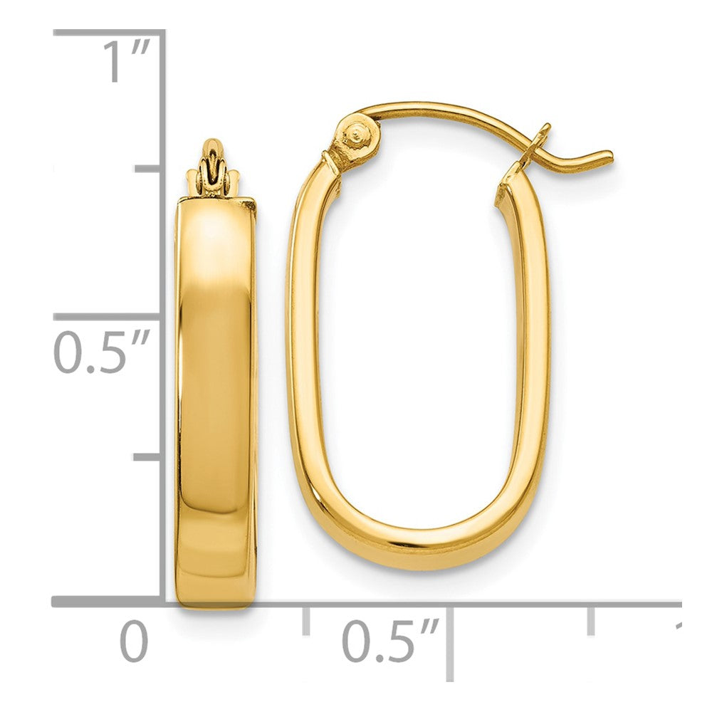 10k Yellow Gold 3.5 mm Oval Hoop Earrings (1.64 grams)