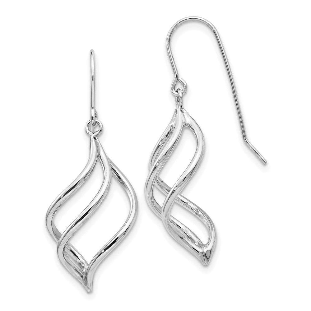 10k White Gold 13 mm Swirl Dangle Earrings (1.61 grams)