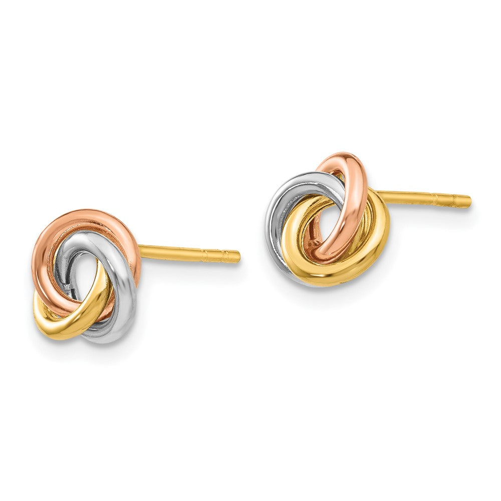 10k Tri Color 8 mm Tri-color Twisted Knot Post Earrings (0.92 grams)