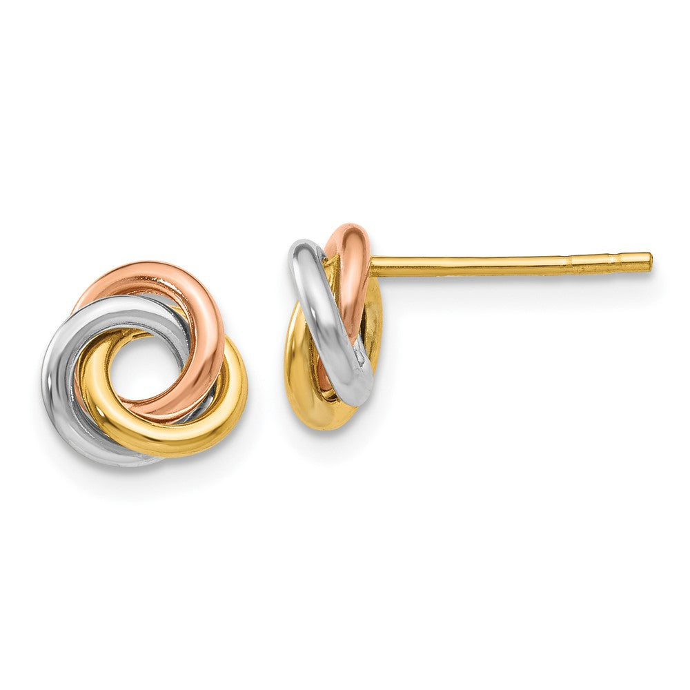 10k Tri Color 8 mm Tri-color Twisted Knot Post Earrings (0.92 grams)