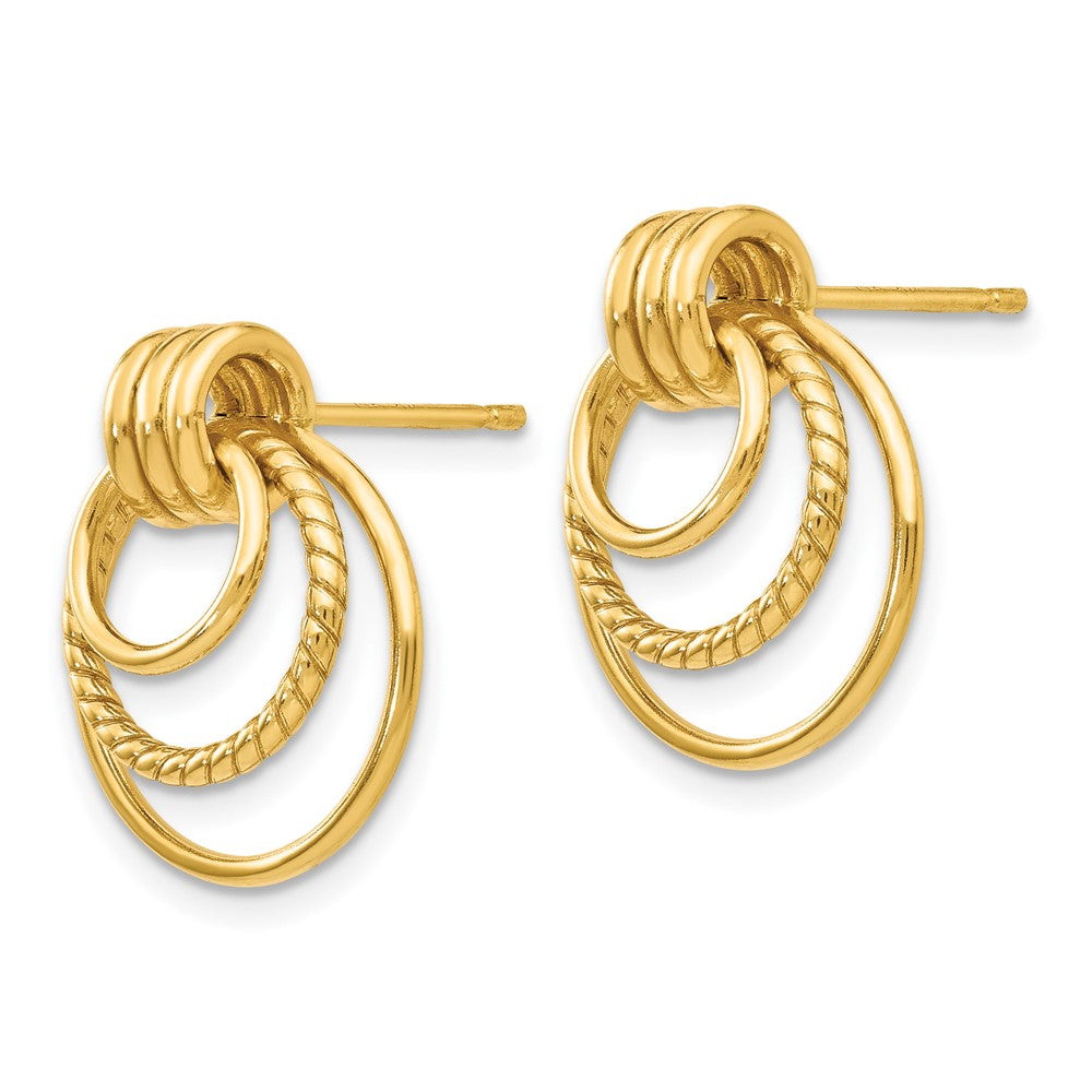 10k Yellow Gold 15 mm Polished & Twisted Fancy Post Earrings (1.18 grams)