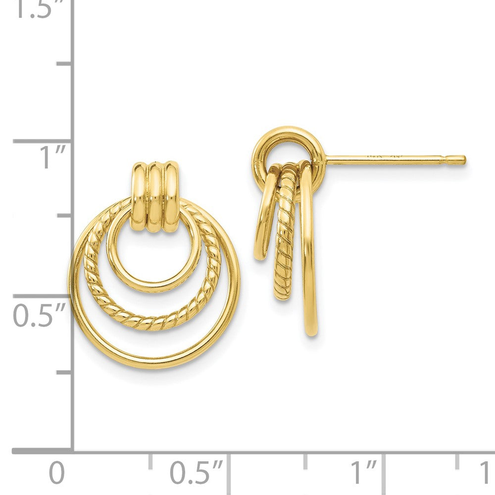 10k Yellow Gold 15 mm Polished & Twisted Fancy Post Earrings (1.18 grams)