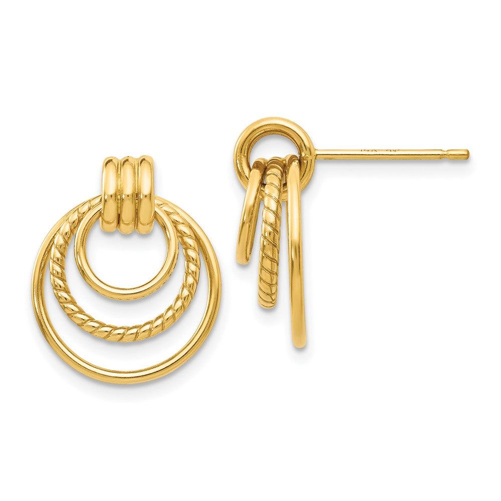 10k Yellow Gold 15 mm Polished & Twisted Fancy Post Earrings (1.18 grams)