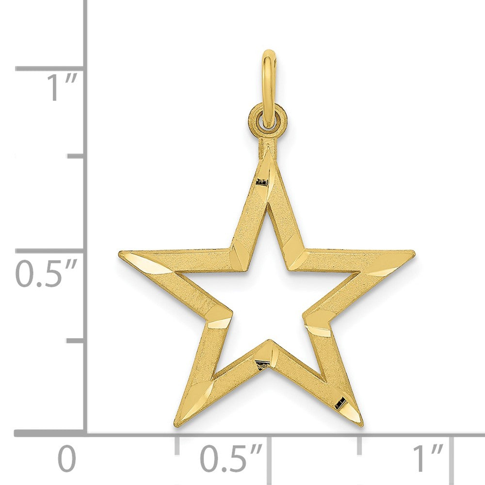 10k Yellow Gold 20 mm Diamond-cut Star Charm (0.96 grams)