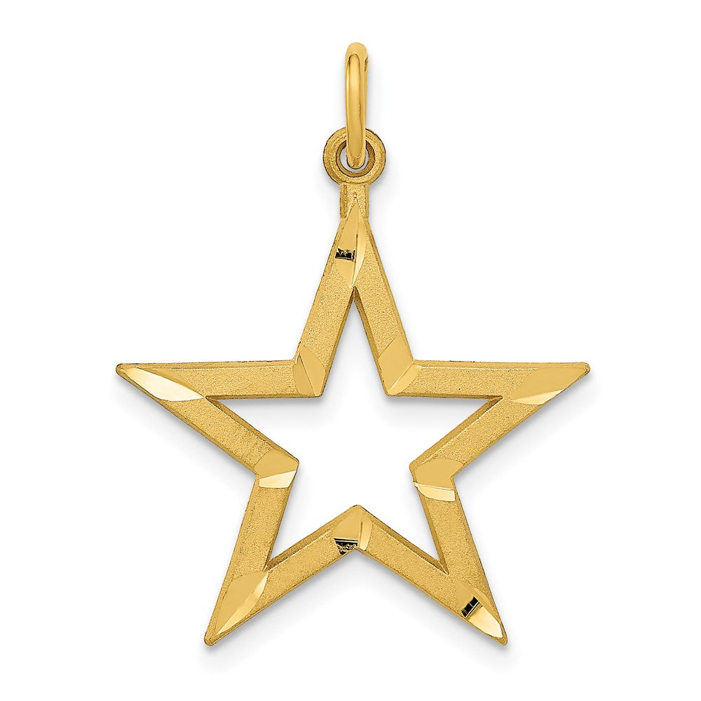 10k Yellow Gold 20 mm Diamond-cut Star Charm (0.96 grams)