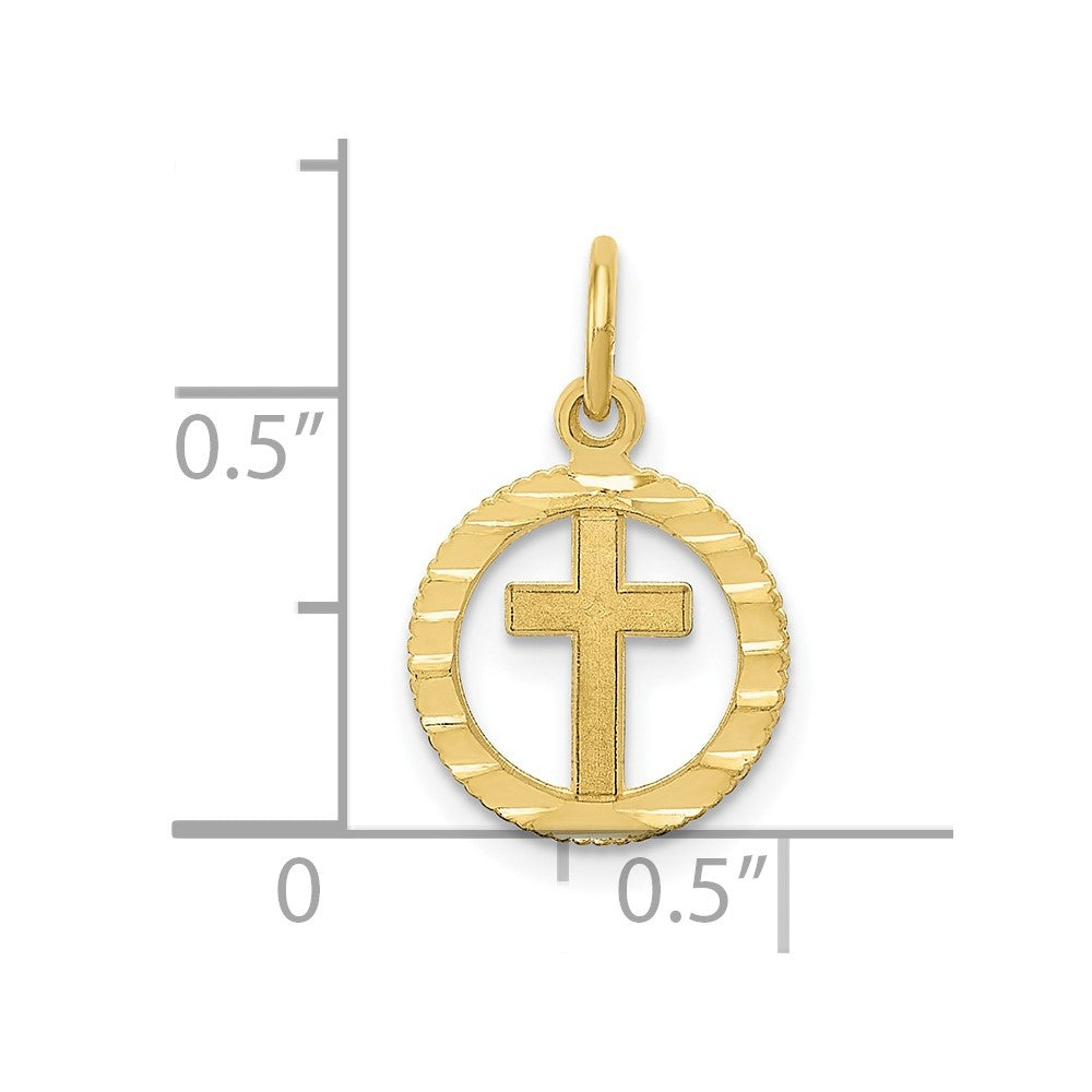 10k Yellow Gold 12 mm Eternal Life Cross Charm (0.53 grams)