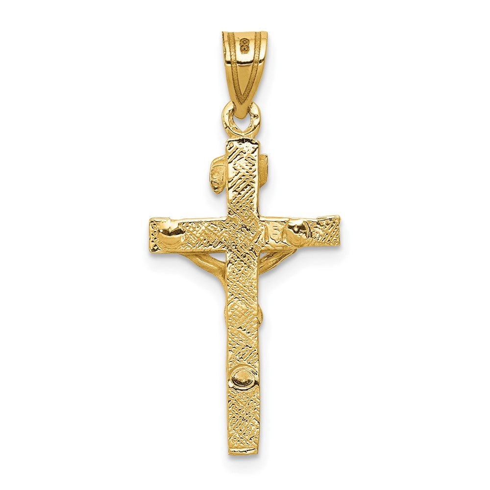 10k Yellow Gold 9 mm INRI Jesus Crucifix Charm (0.63 grams)