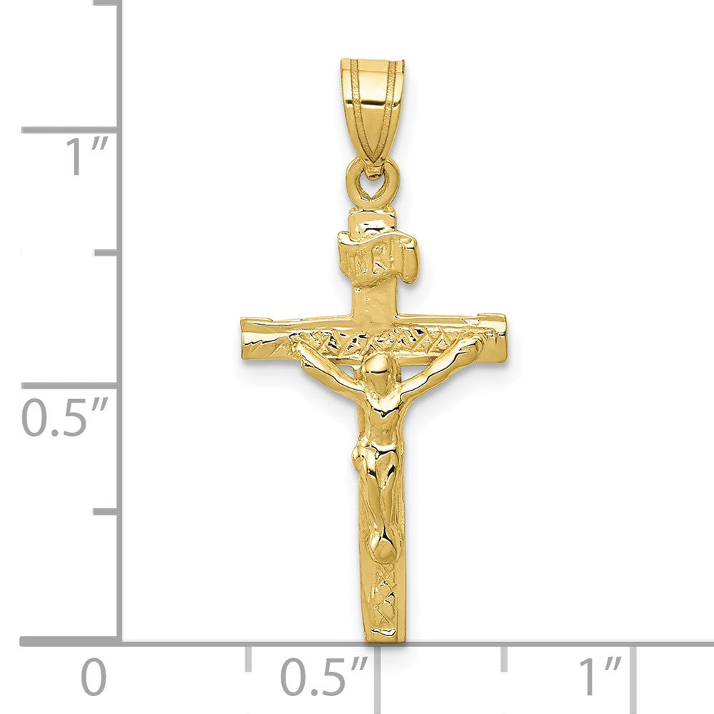 10k Yellow Gold 9 mm INRI Jesus Crucifix Charm (0.63 grams)