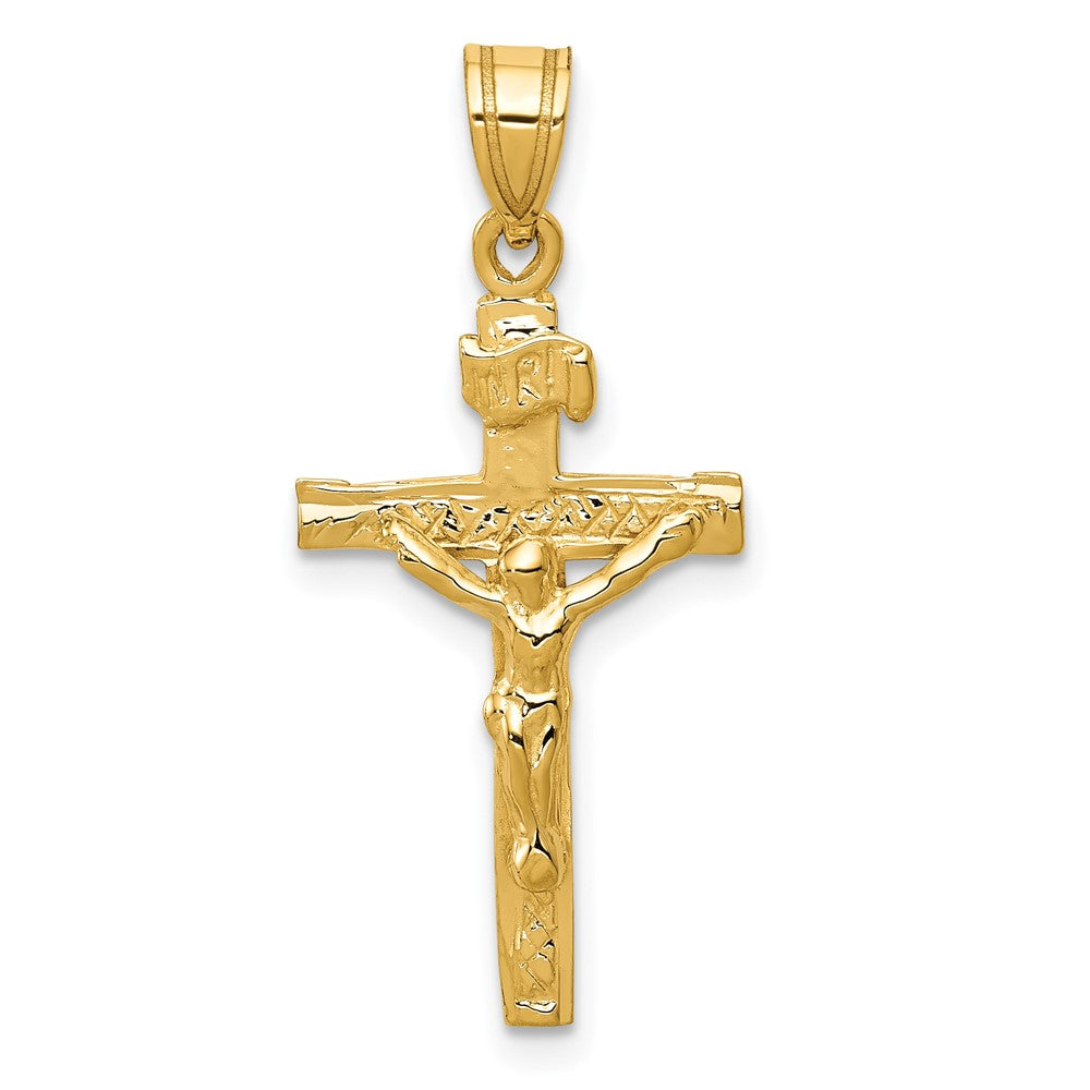 10k Yellow Gold 9 mm INRI Jesus Crucifix Charm (0.63 grams)