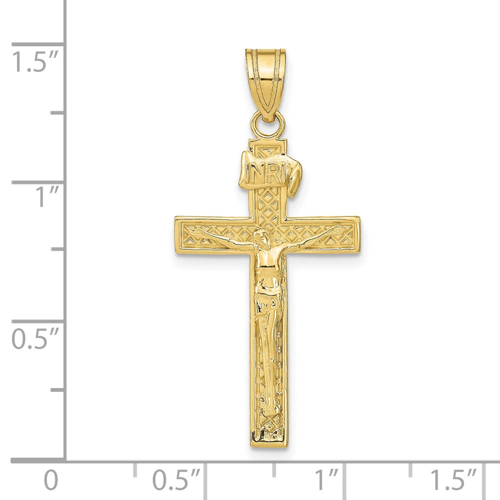 10k Yellow Gold 17 mm INRI Jesus Crucifix Pendant (2.33 grams)