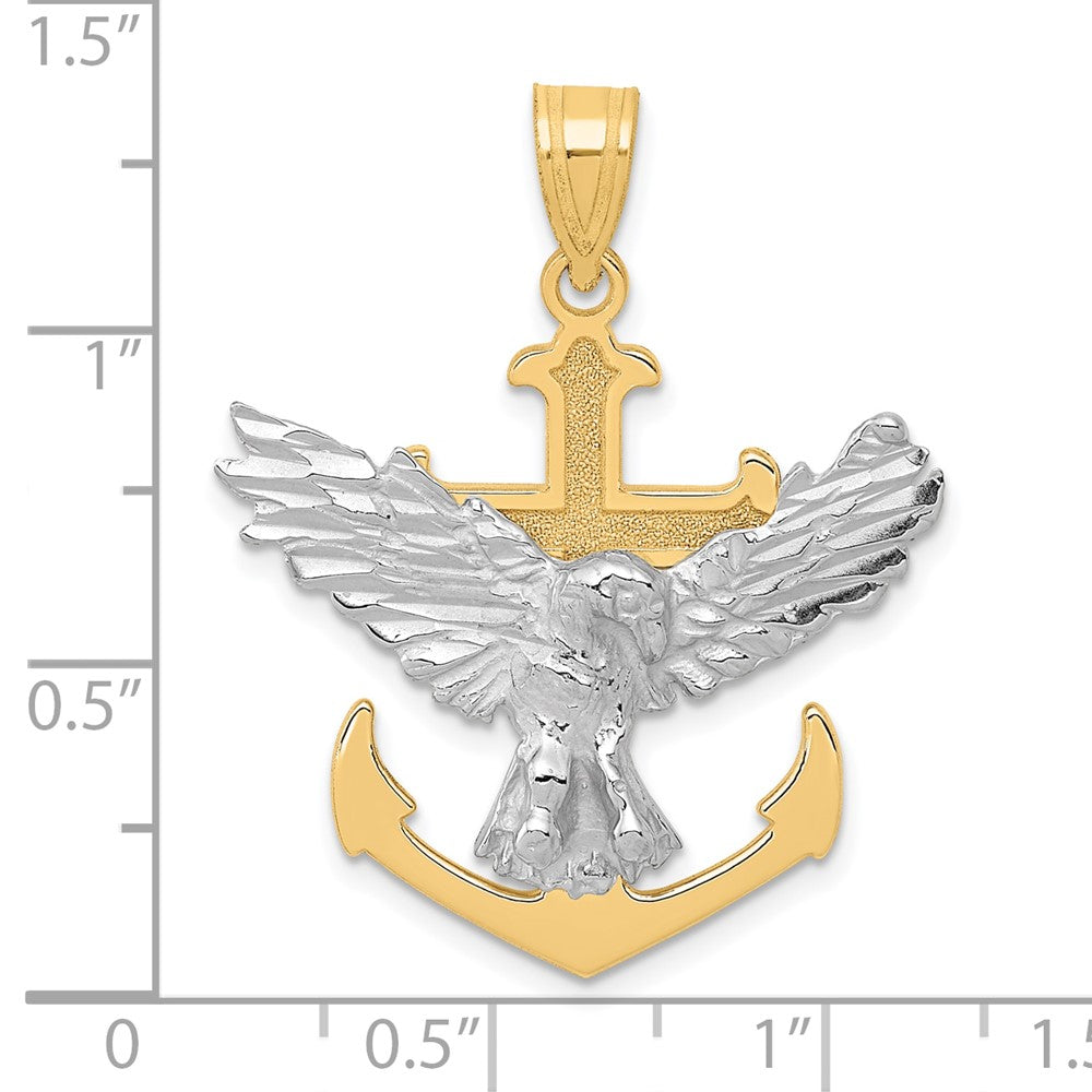 10k Two-tone 28 mm Mariners Cross w/Eagle Pendant