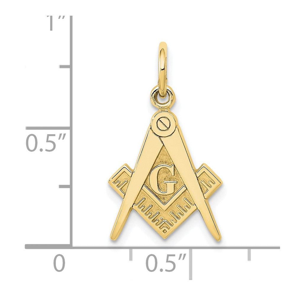 10k Yellow Gold 11 mm Polished and Textured Masonic Symbol Charm (0.8 grams)