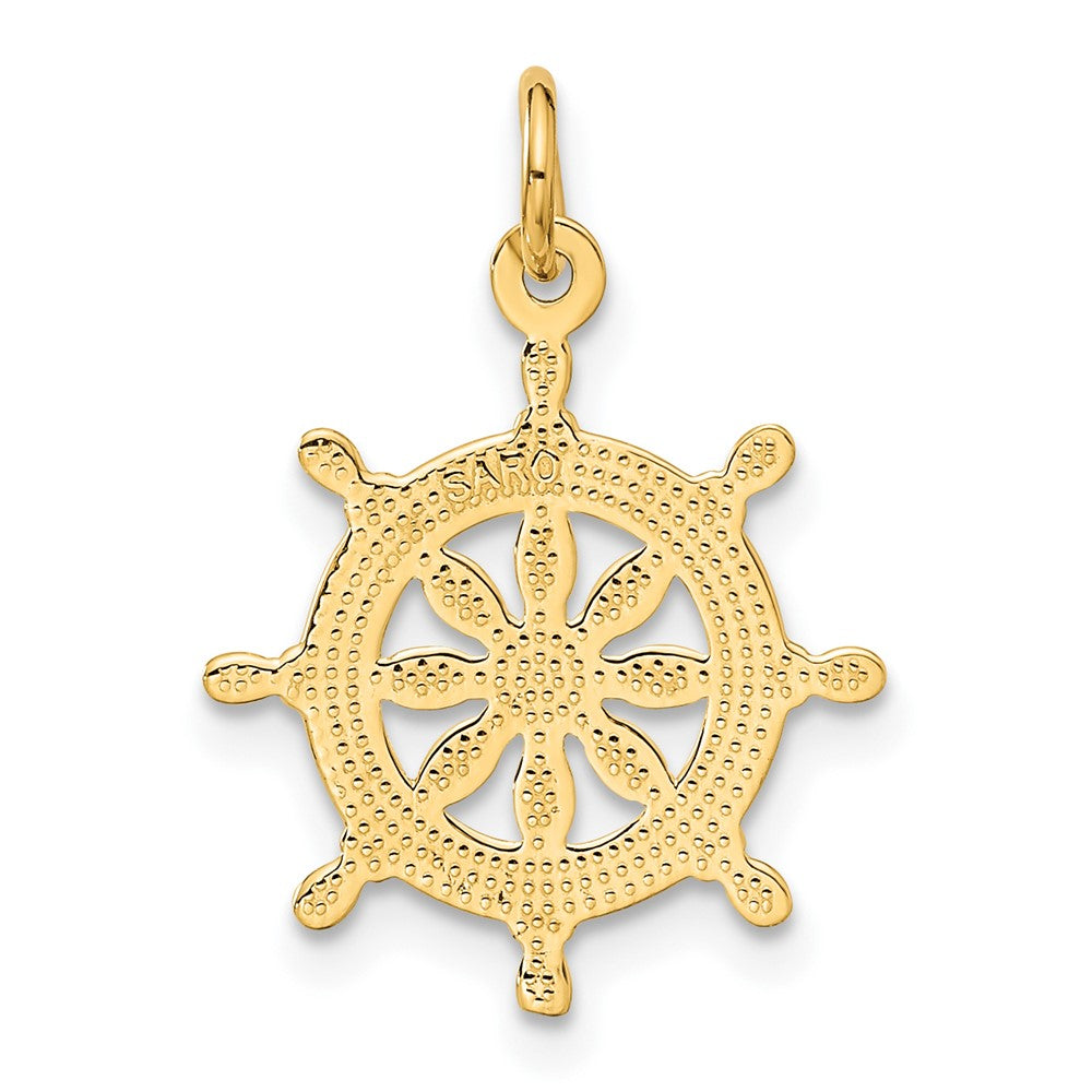 10k Yellow Gold 16 mm Ships Wheel Charm (0.86 grams)