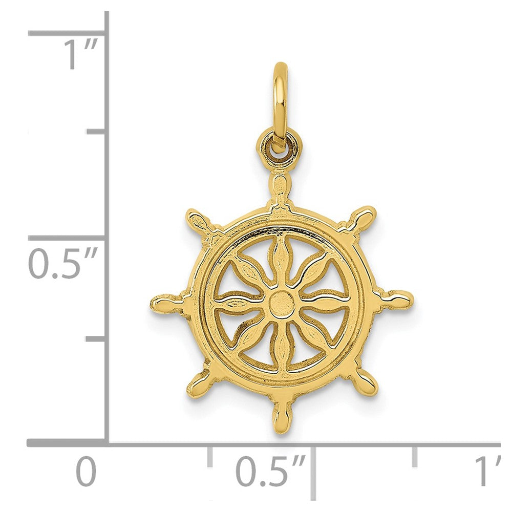 10k Yellow Gold 16 mm Ships Wheel Charm (0.86 grams)