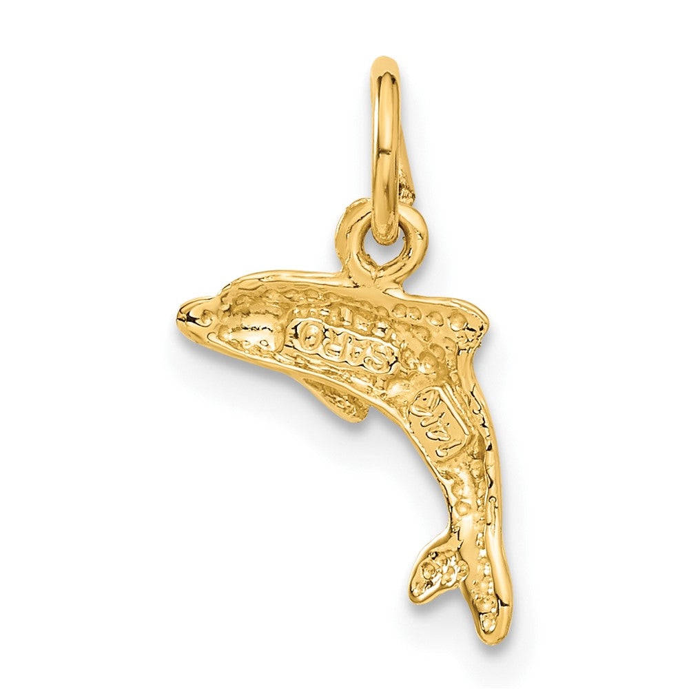 10k Yellow Gold 13 mm Dolphin Pendant (0.48 grams)