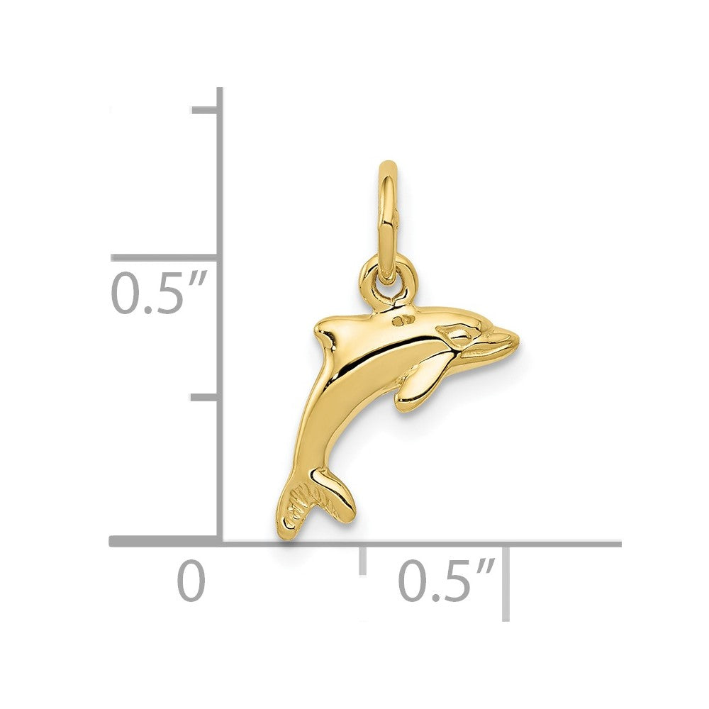 10k Yellow Gold 13 mm Dolphin Pendant (0.48 grams)