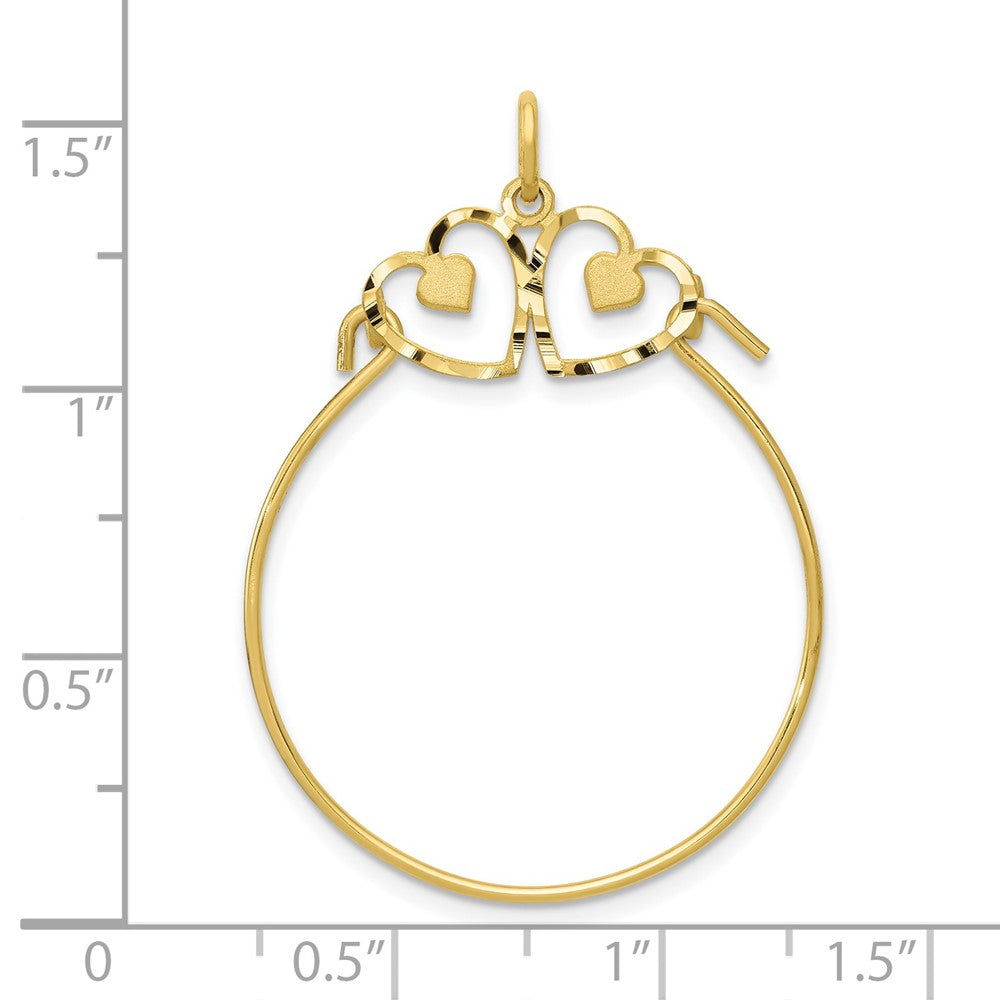 10k Yellow Gold 25 mm Heart Charm Holder (1 grams)