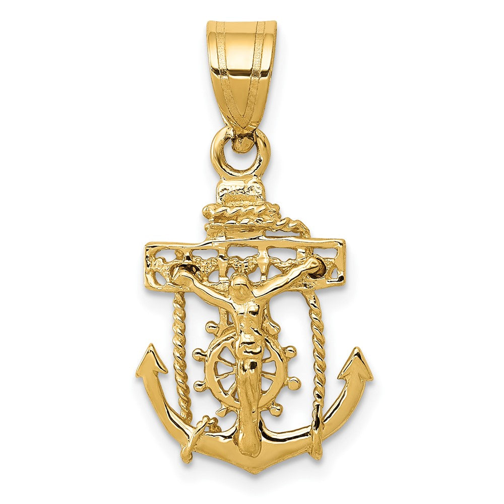 10k Yellow Gold 14 mm Mariners Cross Pendant (1.02 grams)