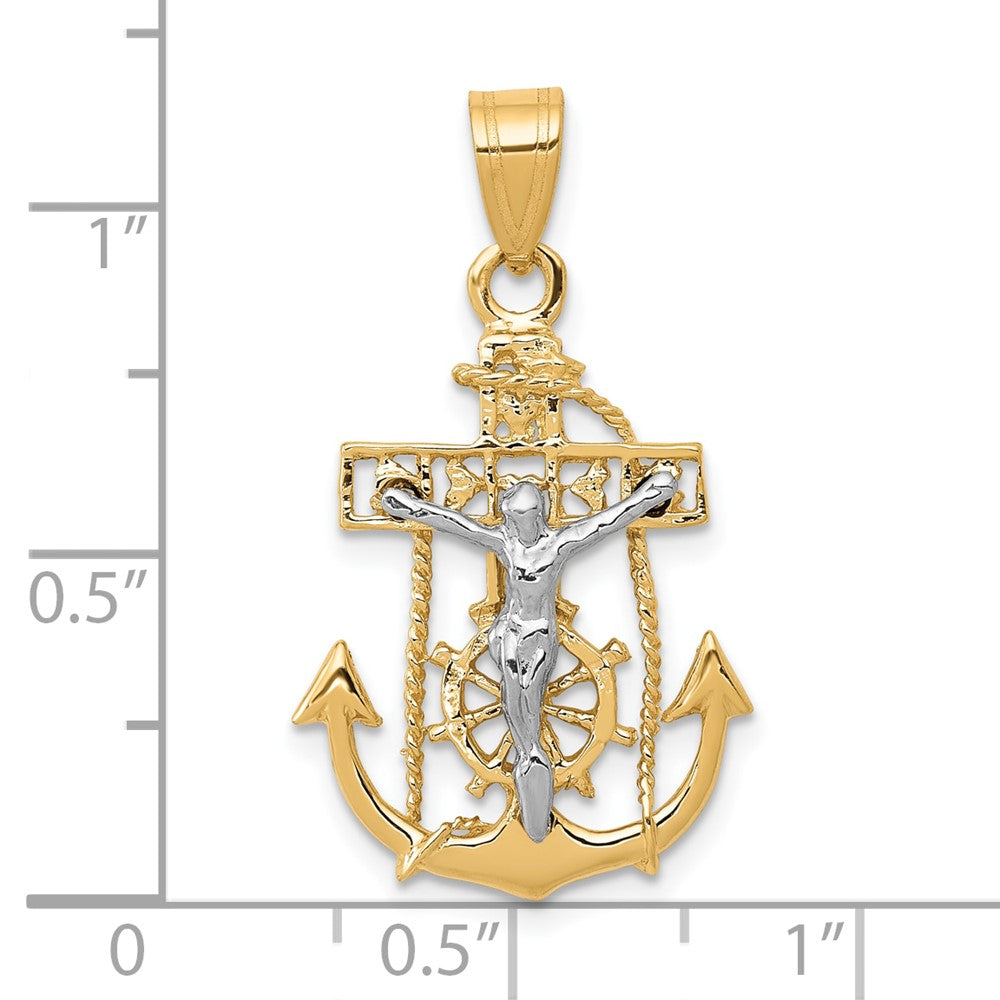 10k Two-tone 17 mm Mariners Cross Pendant