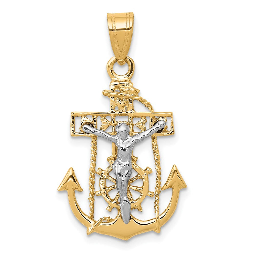 10k Two-tone 17 mm Mariners Cross Pendant